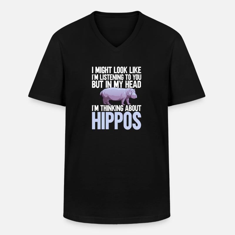 Flusspferd Nilpferd - Männer-T-Shirt mit V-Ausschnitt - Schwarz