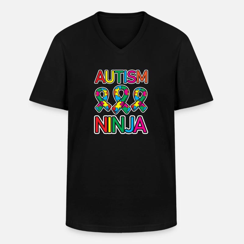 Autismus-ninja, Autistischer Krieger, - Männer-T-Shirt mit V-Ausschnitt - Schwarz