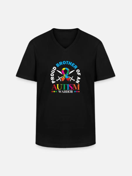 Stolzer Bruder Eines Autismus-kriegers - Männer-T-Shirt mit V-Ausschnitt - Schwarz