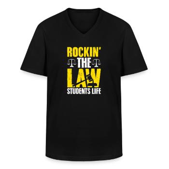 Etudes de droit Futur avocat - T-shirt col V Homme - noir - Devant - AI Model Male 178 dark (178cm)