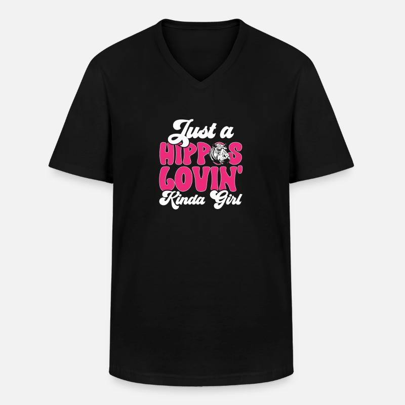 Flusspferd Nilpferd - Männer-T-Shirt mit V-Ausschnitt - Schwarz