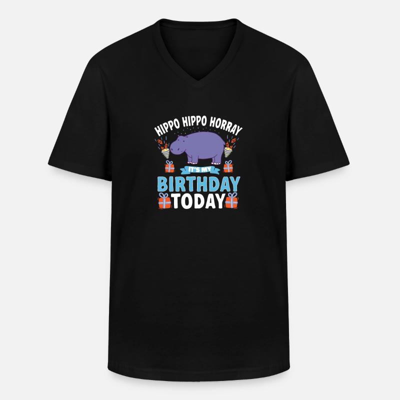 Flusspferd Nilpferd - Männer-T-Shirt mit V-Ausschnitt - Schwarz