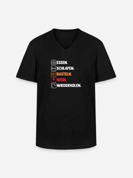 Bastler Wein Basteln - Männer-T-Shirt mit V-Ausschnitt - Schwarz