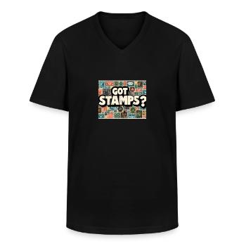 Stamp design for stamp collectors - Men's V-Neck T-Shirt - black - Front - AI Model Male 178 dark (178cm)