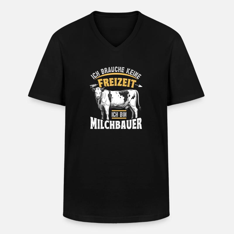 Landwirt Milchbauer Kuhbauer Spruch - Männer-T-Shirt mit V-Ausschnitt - Schwarz