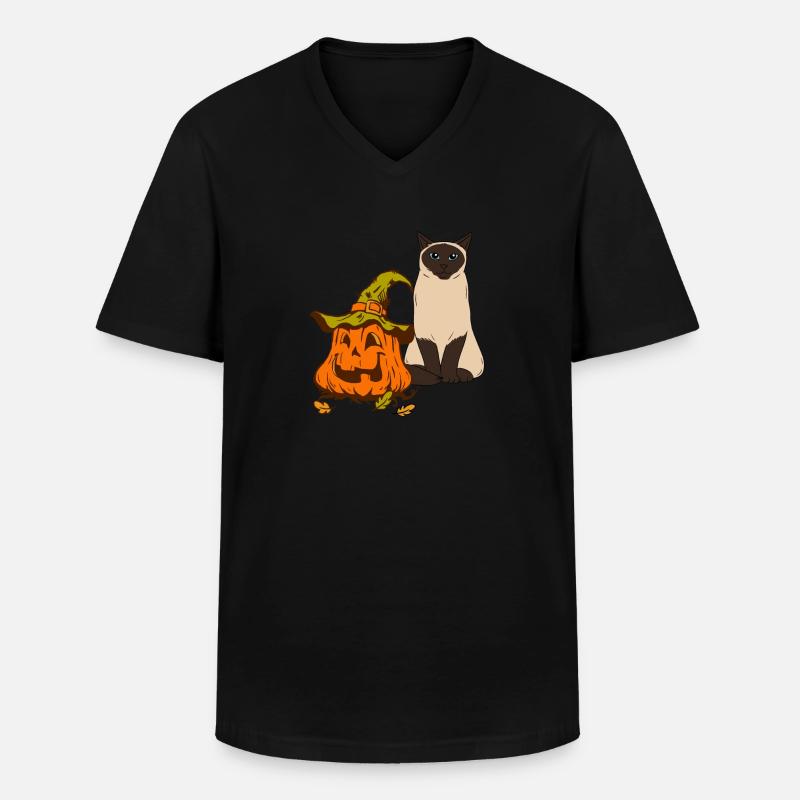 Siamkatze - Männer-T-Shirt mit V-Ausschnitt - Schwarz