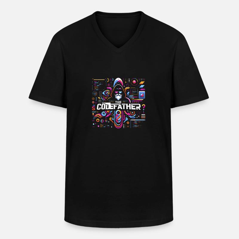 Le Père du Code 6 - T-shirt col V Homme - noir