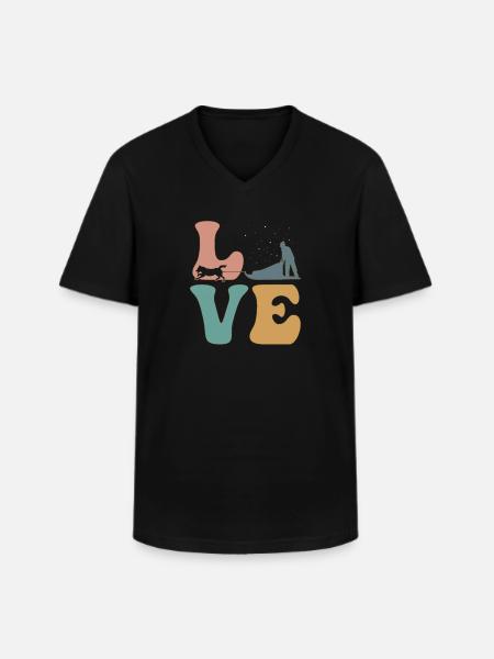 Mushing Schlittenhund Schlittenhundeführer - Männer-T-Shirt mit V-Ausschnitt - Schwarz