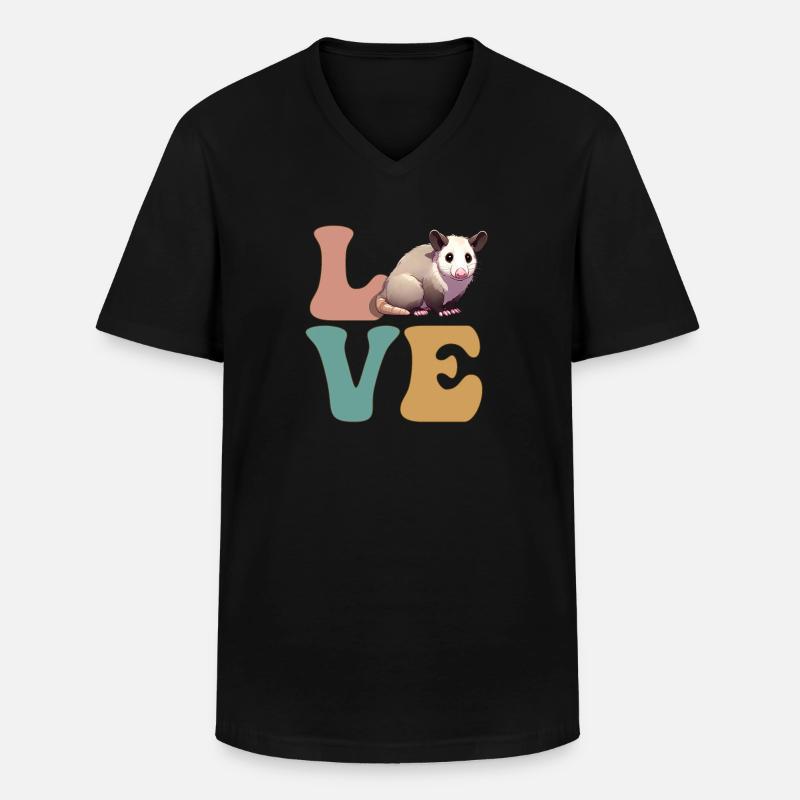 Opossum Opossum - Männer-T-Shirt mit V-Ausschnitt - Schwarz