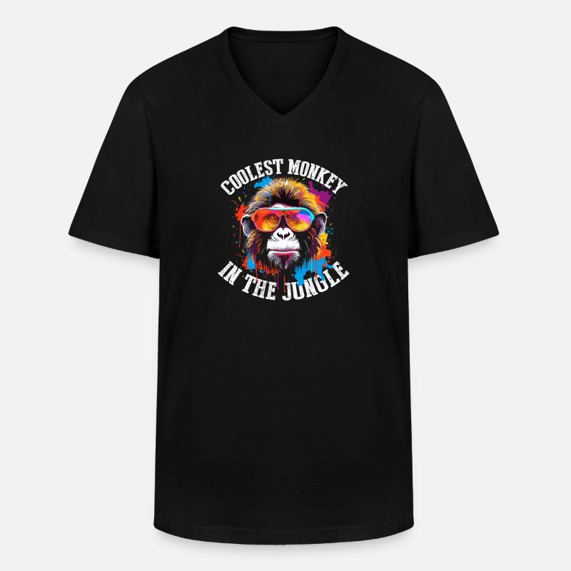 Der coolste Affe im Dschungel - Männer-T-Shirt mit V-Ausschnitt - Schwarz
