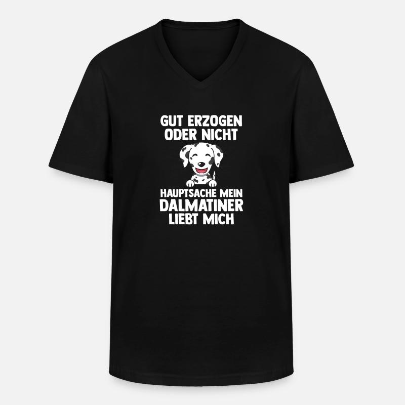 Hund Dalmatiner - Männer-T-Shirt mit V-Ausschnitt - Schwarz