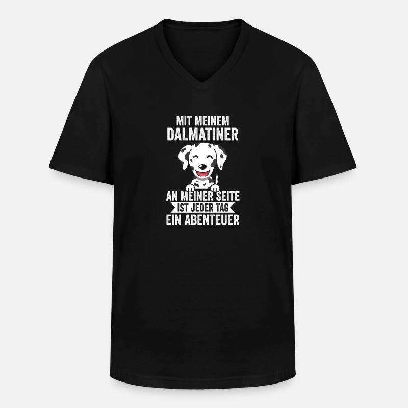 Hund Dalmatiner - Männer-T-Shirt mit V-Ausschnitt - Schwarz