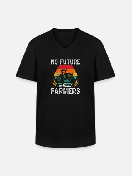 No future without farmers - Men's V-Neck T-Shirt - black