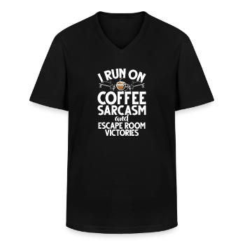 Salle d’évasion - T-shirt col V Homme - noir - Devant - AI Model Male 178 dark (178cm)
