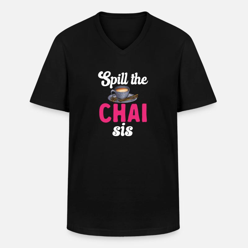 Chai Tee Masala Chai - Männer-T-Shirt mit V-Ausschnitt - Schwarz