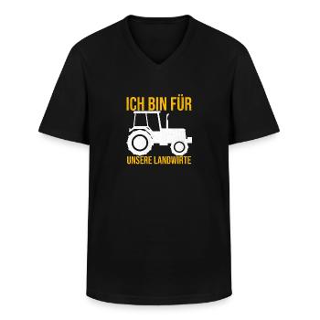 Ich Bin Für Unsere Landwirte Bauer Traktor - Männer-T-Shirt mit V-Ausschnitt - Schwarz - Vorne - AI Model Male 178 dark (178cm)