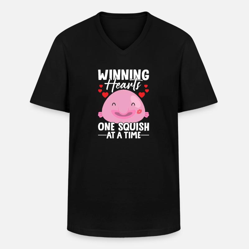 Lustiger Blobfisch Meerestier - Männer-T-Shirt mit V-Ausschnitt - Schwarz