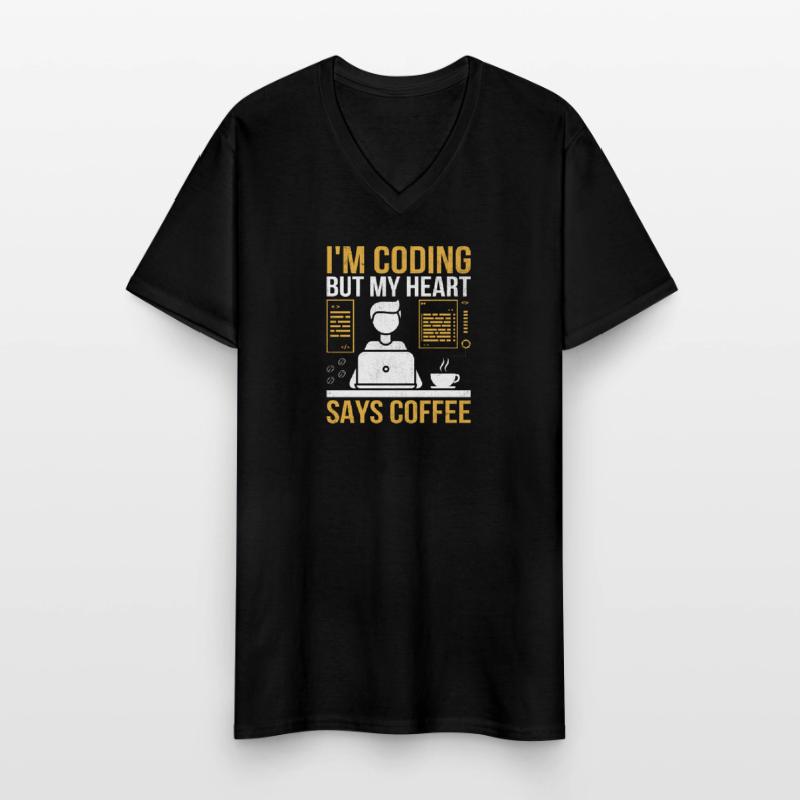 Kaffee-Codierung Programmierer Programmierer Entwickler Nerd Coff Männer-T-Shirt mit V-Ausschnitt