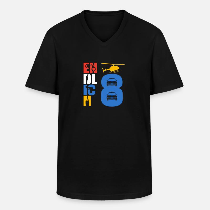 Endlich 8 Polizei - Männer-T-Shirt mit V-Ausschnitt - Schwarz
