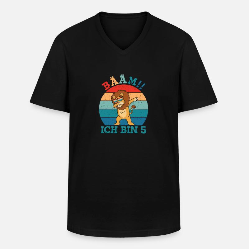 Bääm Ich bin 5 Löwe - Männer-T-Shirt mit V-Ausschnitt - Schwarz