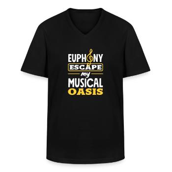 Emotional Zen Escape Relaxation Focus Music Lover - Men's V-Neck T-Shirt - black - Front - AI Model Male 178 dark (178cm)