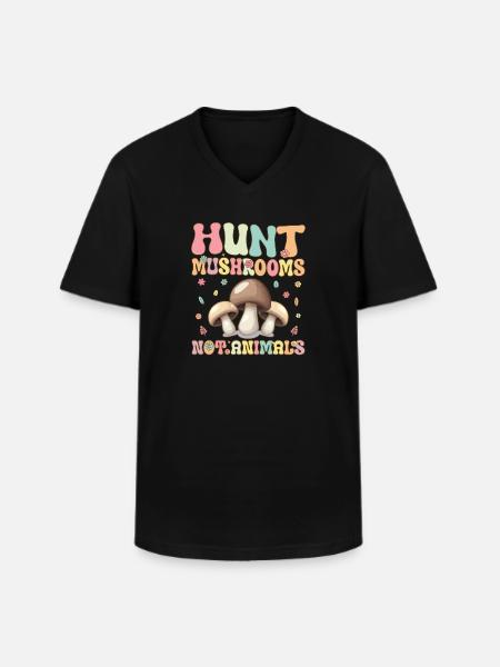 Groovy Mykologe auf Pilzsuche - Männer-T-Shirt mit V-Ausschnitt - Schwarz