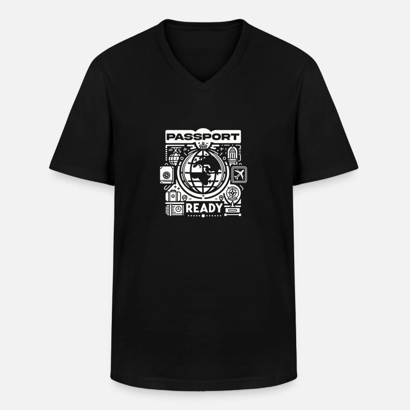 Passport Ready 9 - Männer-T-Shirt mit V-Ausschnitt - Schwarz