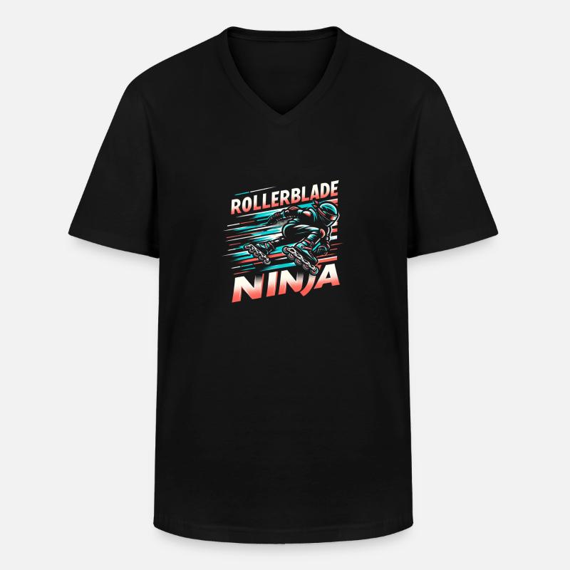 Rollerblade Ninja 13 - Männer-T-Shirt mit V-Ausschnitt - Schwarz