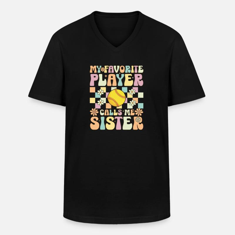 Softball-Schwester - Männer-T-Shirt mit V-Ausschnitt - Schwarz