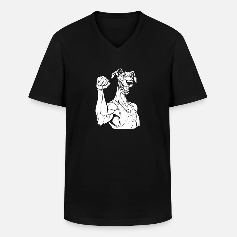 Greyhound Windhund Lustig - Männer-T-Shirt mit V-Ausschnitt - Schwarz