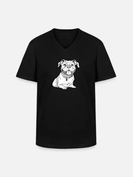 American Bully Souriant - T-shirt col V Homme - noir