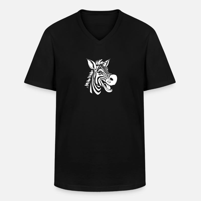 Zebra - Männer-T-Shirt mit V-Ausschnitt - Schwarz