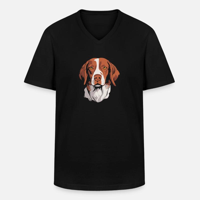 Brittany Spaniel - Männer-T-Shirt mit V-Ausschnitt - Schwarz