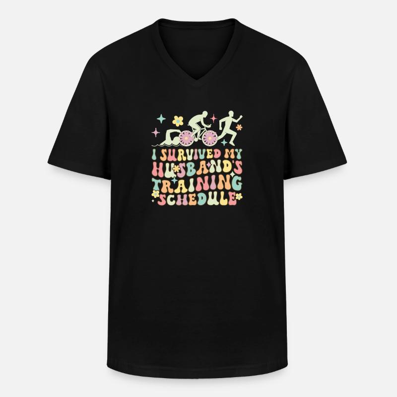 Triathlon-Ehefrau - Männer-T-Shirt mit V-Ausschnitt - Schwarz