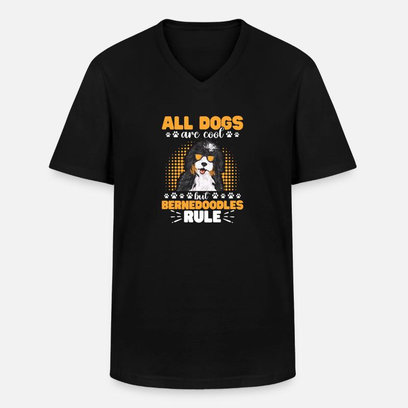 Bernedoodle Hund - Männer-T-Shirt mit V-Ausschnitt - Schwarz