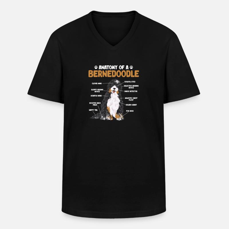 Bernedoodle Hund - Männer-T-Shirt mit V-Ausschnitt - Schwarz