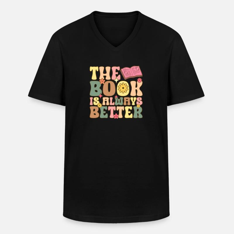 Groovy Book Reader Buch lesen - Männer-T-Shirt mit V-Ausschnitt - Schwarz