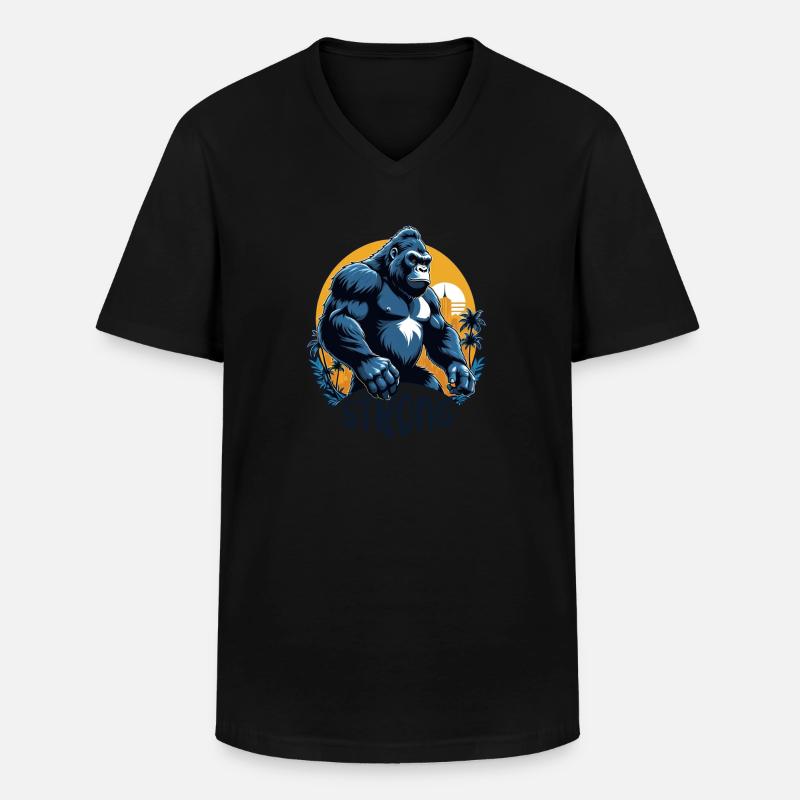 Gorilla mit Goldkette - Männer-T-Shirt mit V-Ausschnitt - Schwarz