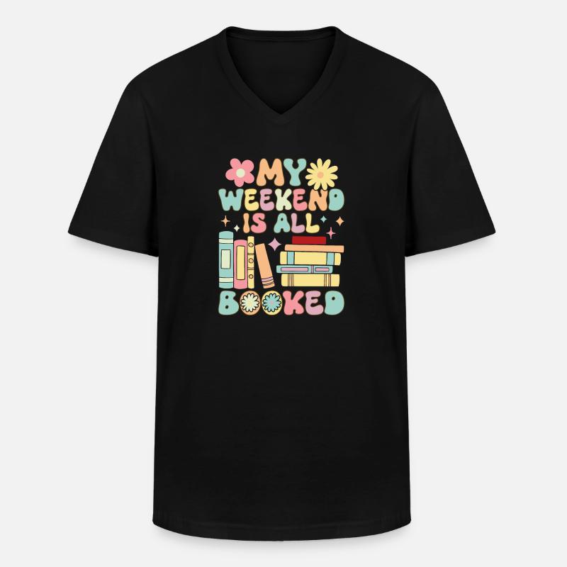 Groovy Book Reader Buch lesen - Männer-T-Shirt mit V-Ausschnitt - Schwarz