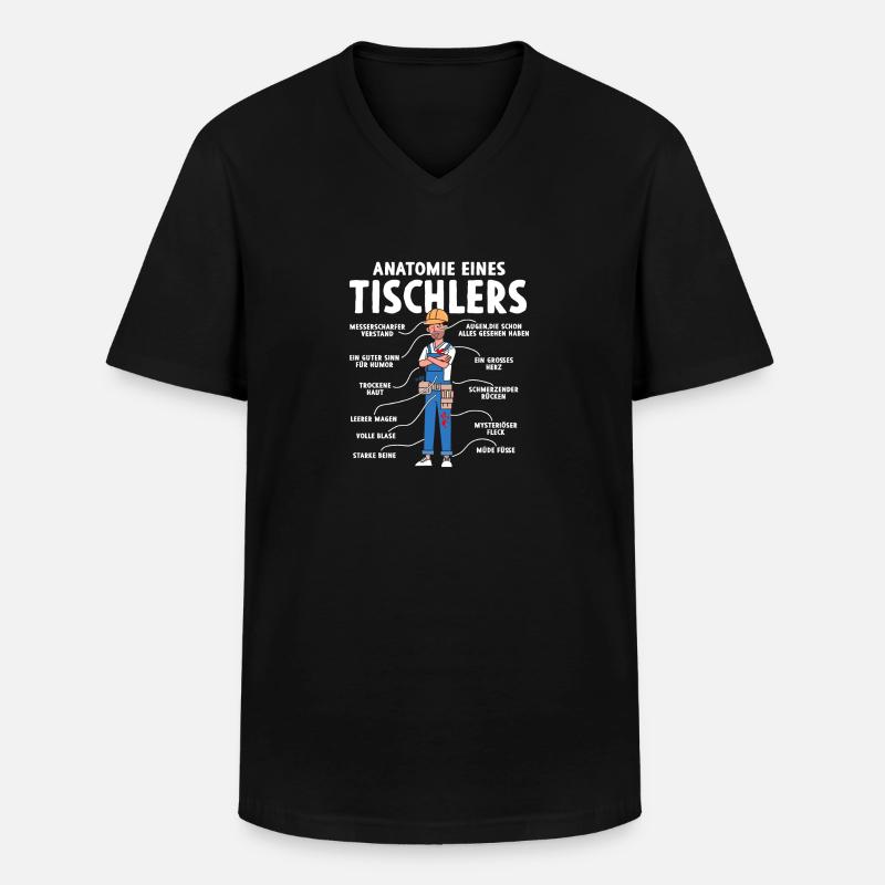 Anatomie eines Tischlers - Männer-T-Shirt mit V-Ausschnitt - Schwarz