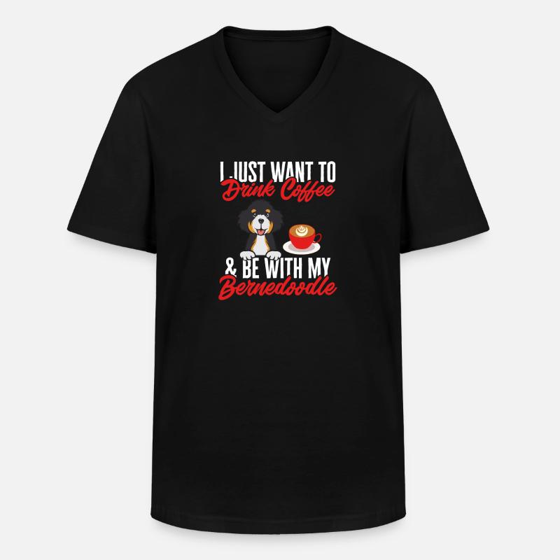 Bernedoodle Hund - Männer-T-Shirt mit V-Ausschnitt - Schwarz