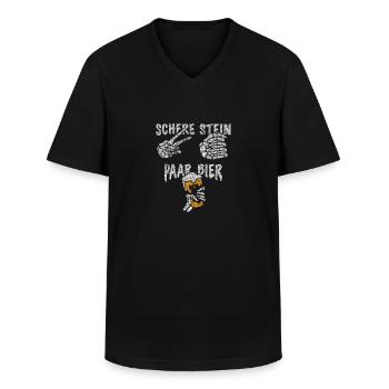 Schere, Stein, Paar, Bier - das perfekte Outfit - Männer-T-Shirt mit V-Ausschnitt - Schwarz - Vorne - AI Model Male 178 dark (178cm)