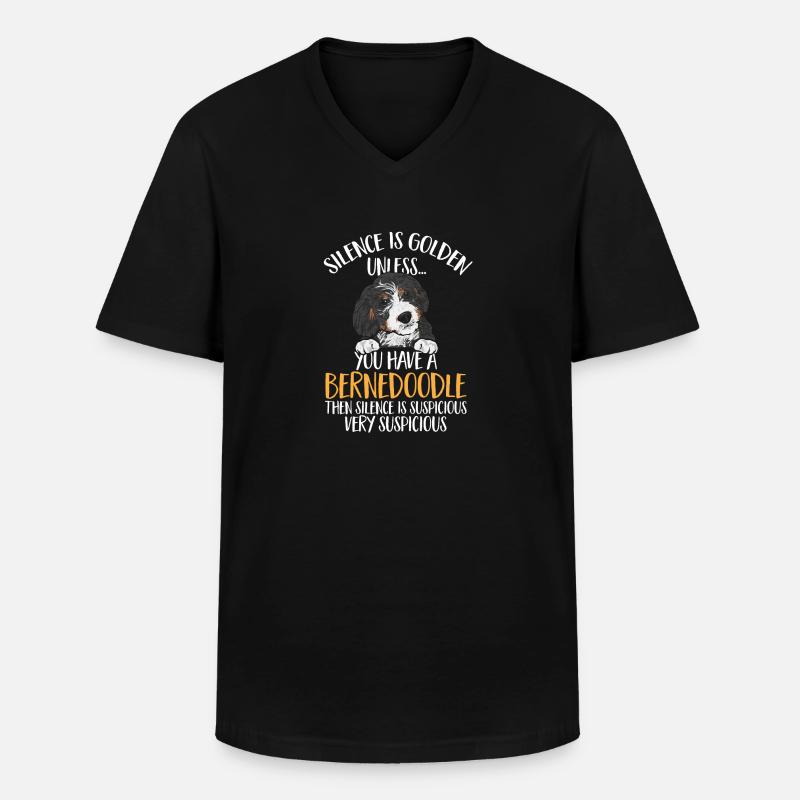 Bernedoodle Hund - Männer-T-Shirt mit V-Ausschnitt - Schwarz