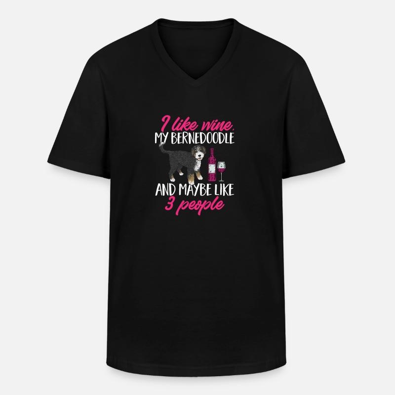 Bernedoodle Hund - Männer-T-Shirt mit V-Ausschnitt - Schwarz