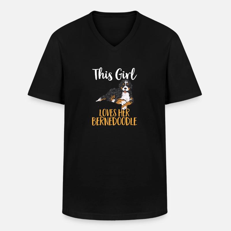 Bernedoodle Hund - Männer-T-Shirt mit V-Ausschnitt - Schwarz