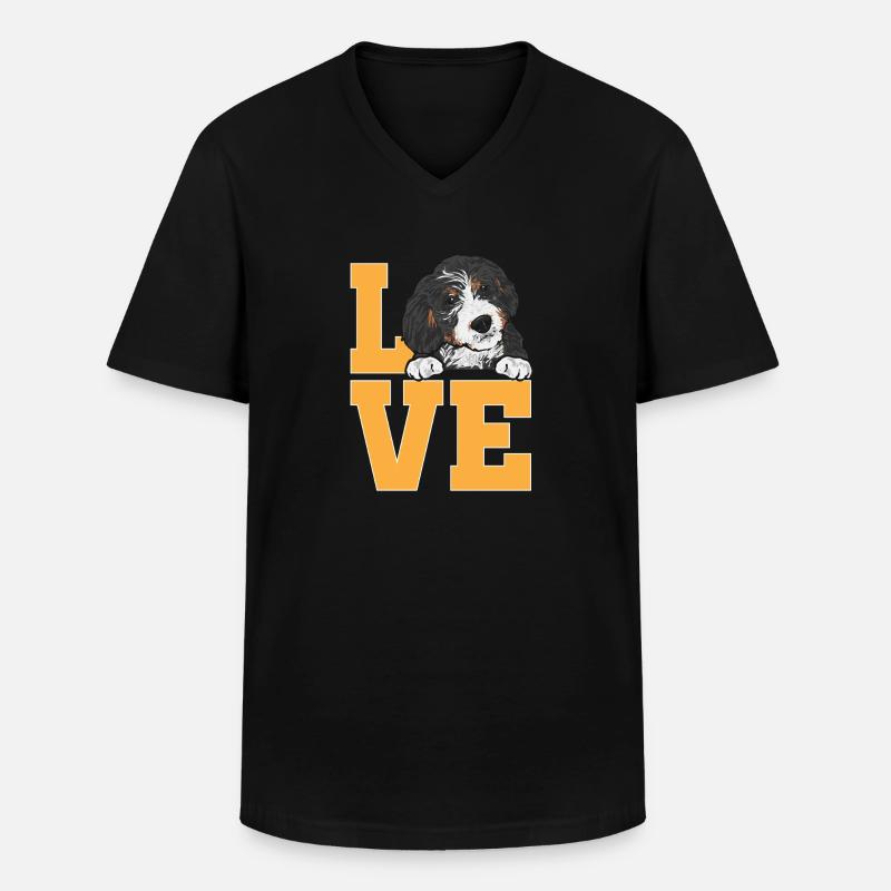 Bernedoodle Hund - Männer-T-Shirt mit V-Ausschnitt - Schwarz