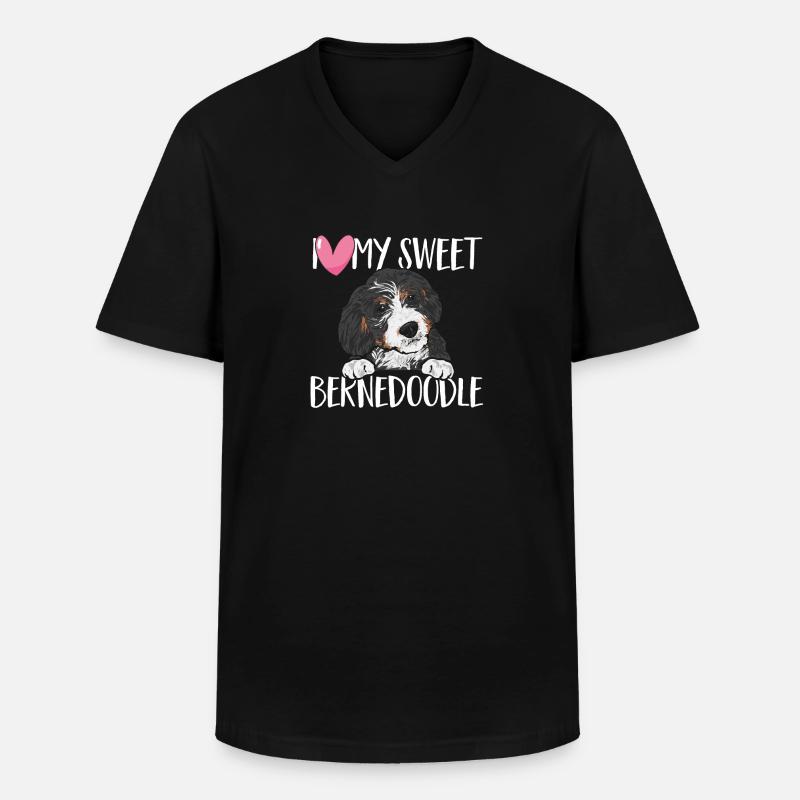 Bernedoodle Hund - Männer-T-Shirt mit V-Ausschnitt - Schwarz