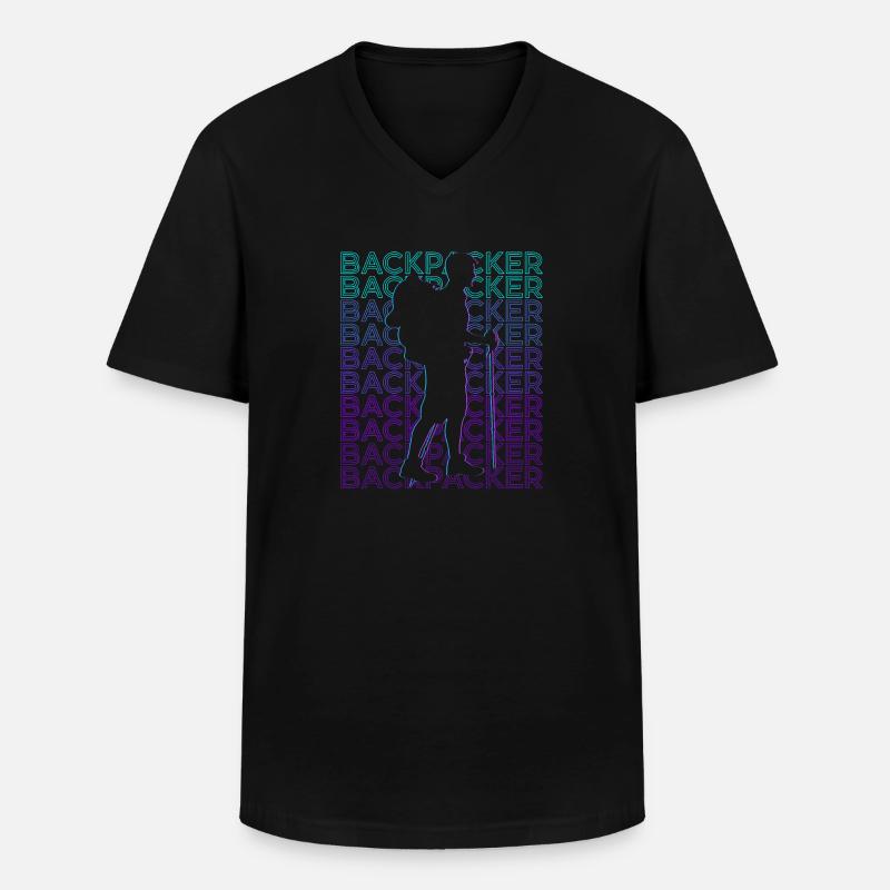 Backpacker Backpacking Hiking Camping Retro - Men's V-Neck T-Shirt - black