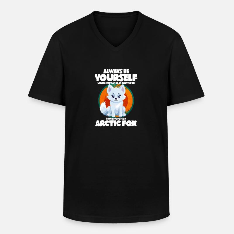 Niedliches Polarfuchs-Geschenk - Männer-T-Shirt mit V-Ausschnitt - Schwarz