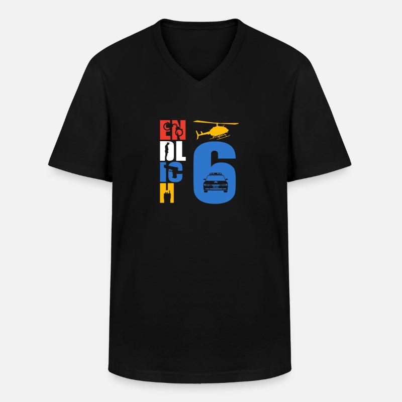Endlich 6 Polizei - Männer-T-Shirt mit V-Ausschnitt - Schwarz